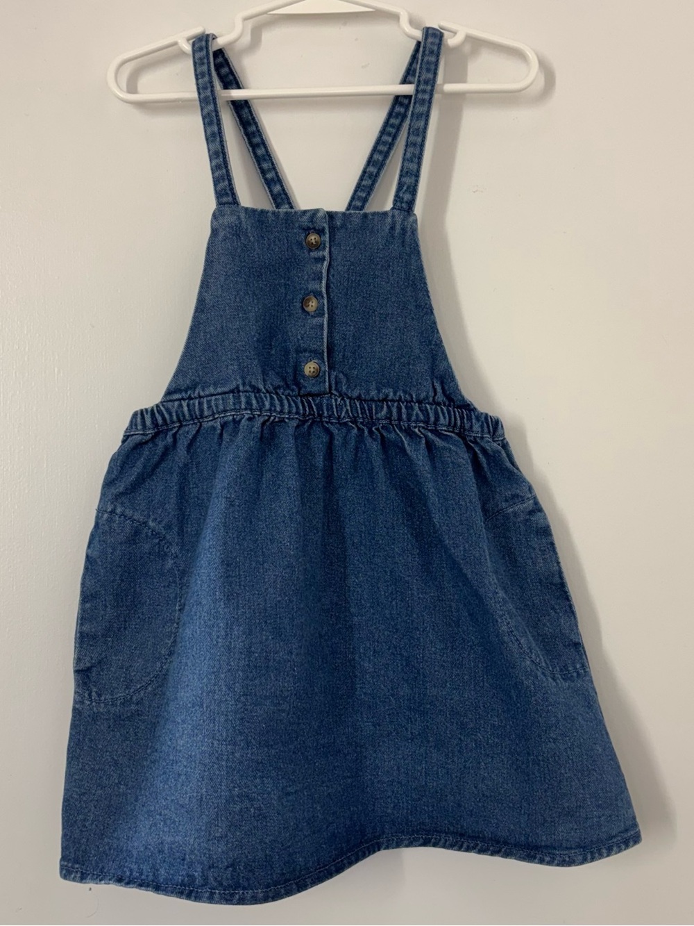 Zara Blue Denim Overalls Jumper Dress Skirt Crossback Straps Girl Size 4-5